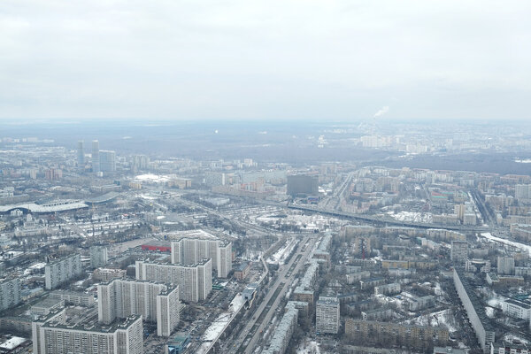 MOSCOW, RUSSIA - MARCH 07, 2015: View from Ostankino television tower