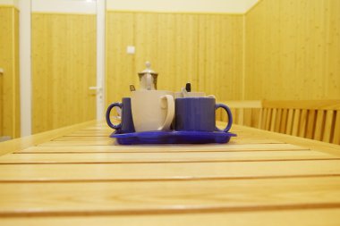 Bir spor kompleksi saunada iç