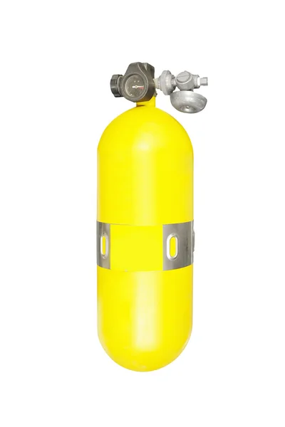 Gasmaske und Gasflaschen isoliert — Stockfoto
