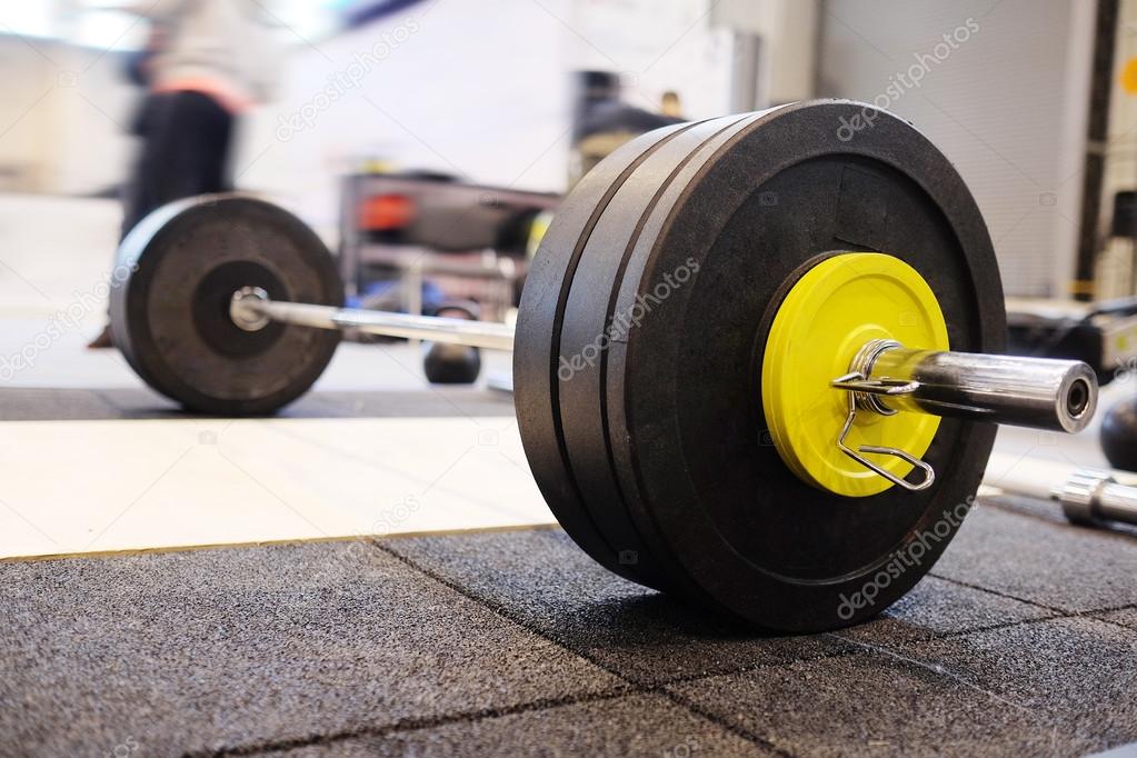 Closeup barbell plates isolated