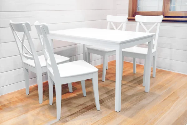 Wooden white dining table — Stock Photo, Image