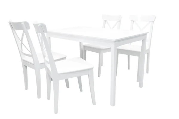 Mesa de jantar branca de madeira — Fotografia de Stock