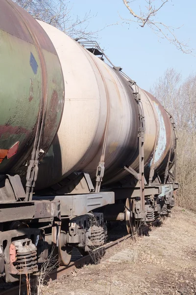 Tanks met brandstof op spoor — Stockfoto