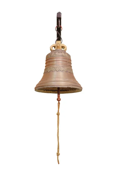 Vintage dzwon wiszący na biały — Zdjęcie stockowe