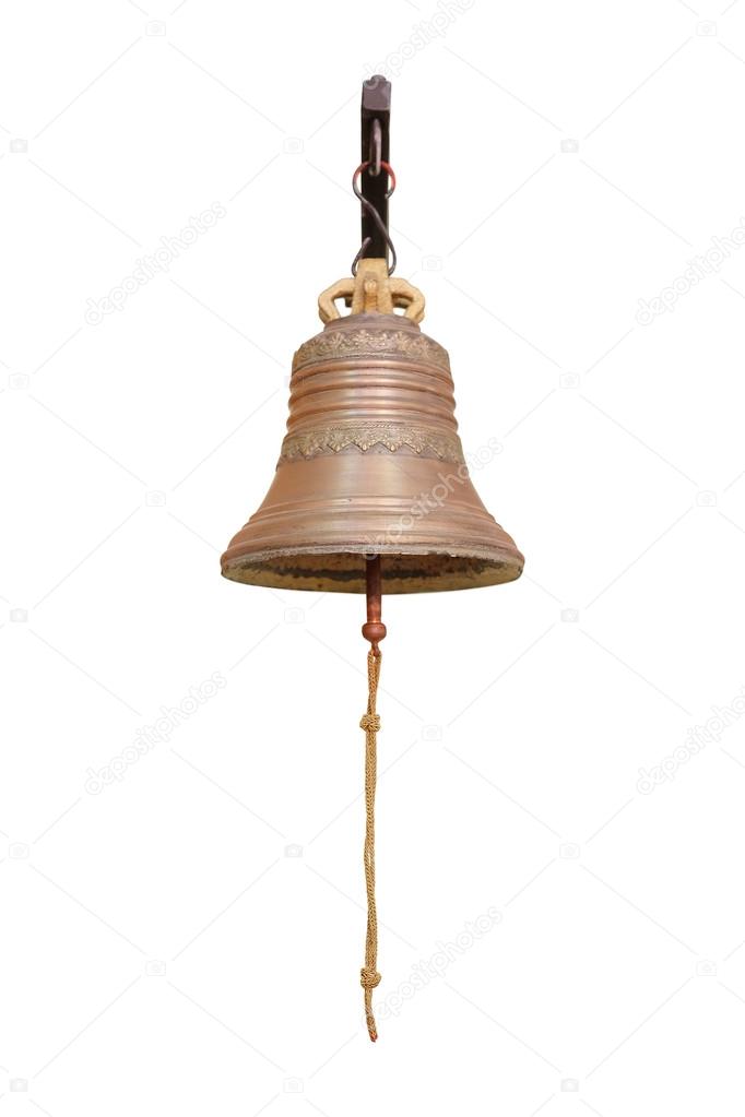 Vintage bell hanging on white