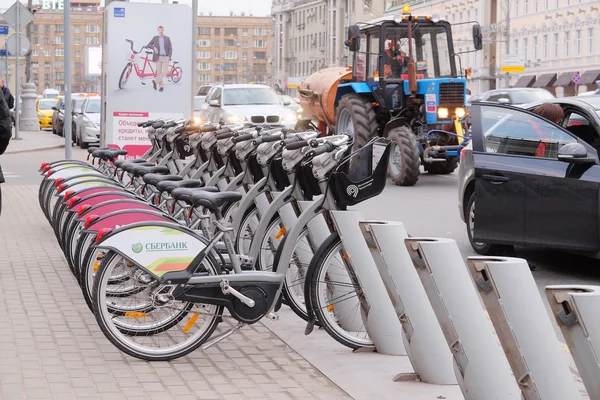 Fahrradreihe in Moskau — Stockfoto