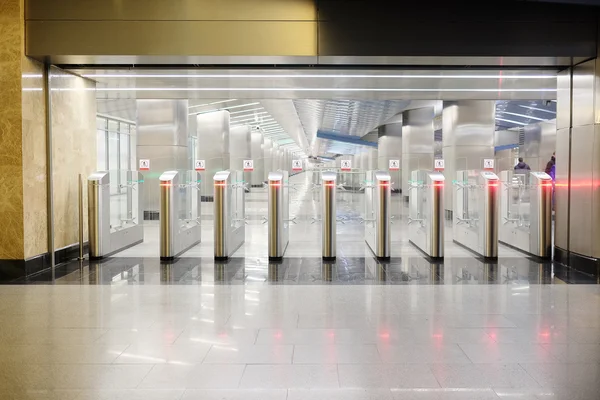 Turnstiles at  station "Vystavochnaya" — Stock Photo, Image