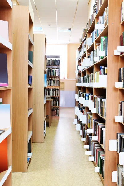 Interior of library with book shelves — Stock Photo, Image