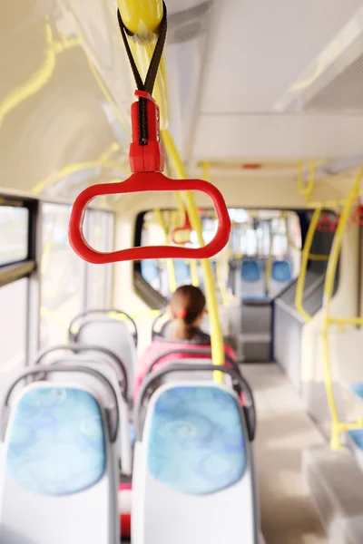 Handles for standing passengers in bus — Stock Photo, Image