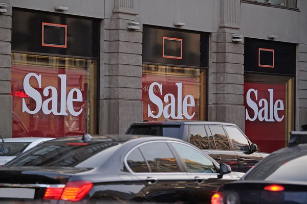 Word "Sale" on  show window — Stock Photo, Image