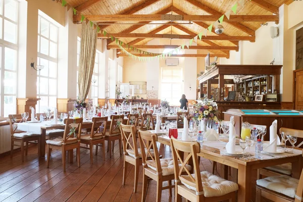 Cafe interior with the served tables — Stock Photo, Image