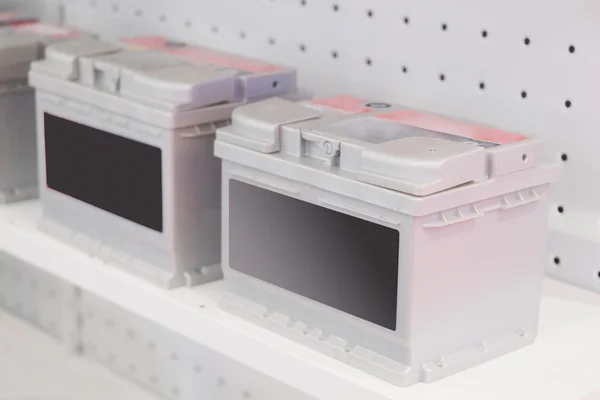 Shelves in an auto parts store with storage cells — Stock Photo, Image