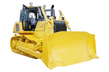 Beyaz arka plan altında buldozer
