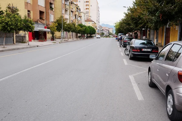 Ulice v centru Shkoder, Albánie — Stock fotografie