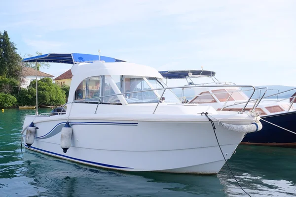 Image of an passenger motor boat in a hubborn of Tivat — Stock Photo, Image