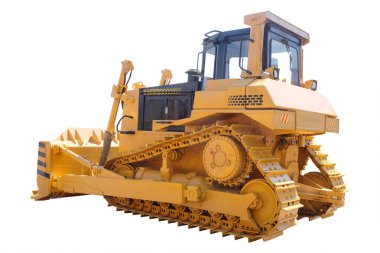 Beyaz arka plan altında buldozer