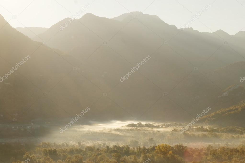 Mountains under the fog