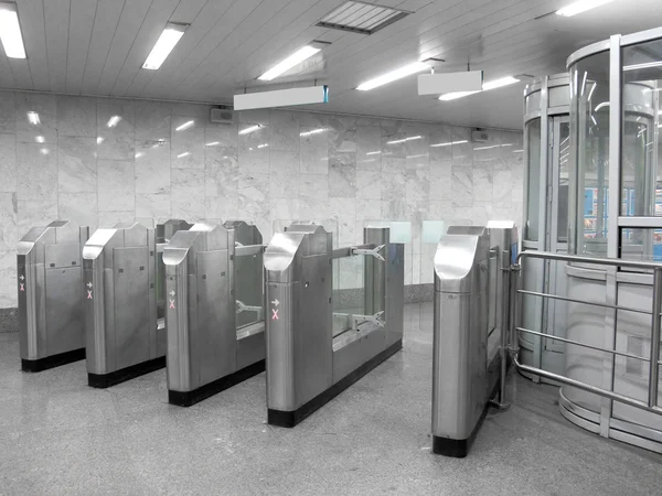 Turnstile at a railway vestibule — Stock Photo, Image