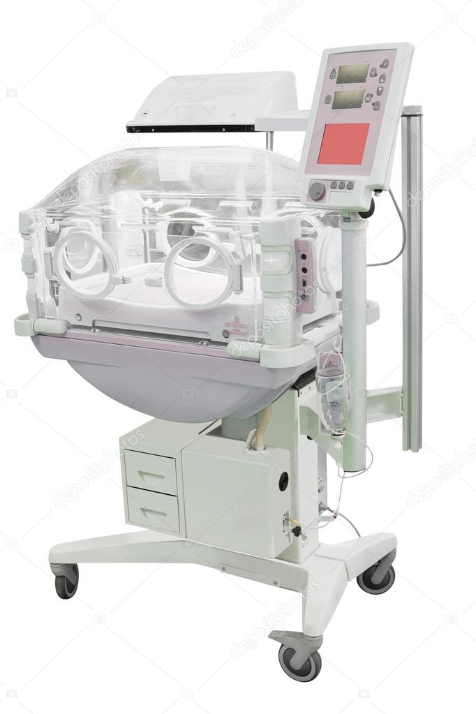 infant incubator under the the white background