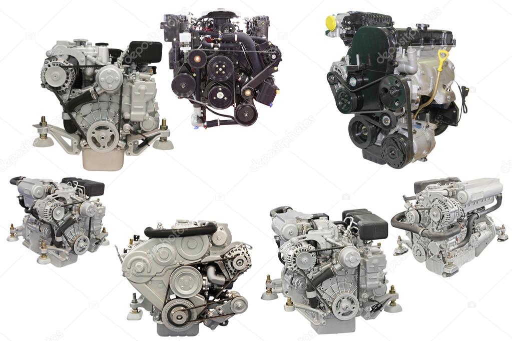 Engines under the white background