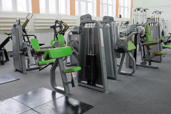 Gym equipment in a fitness hall Royalty Free Stock Photos