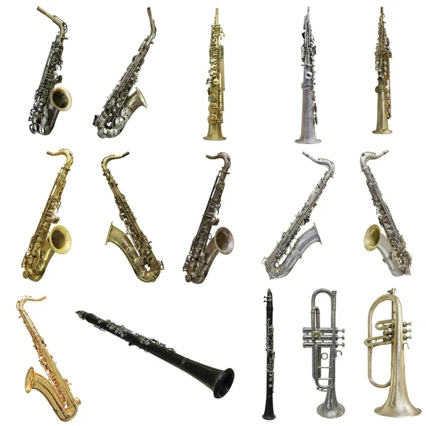 Set van muziekinstrumenten onder de witte achtergrond — Stockfoto