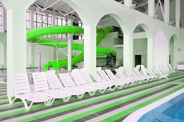 Intérieur d'une piscine dans un resort chaud — Photo