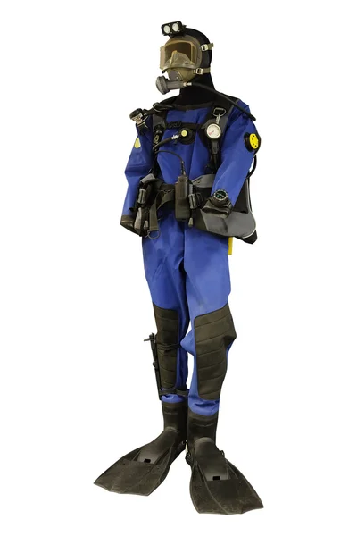 Mannequin is dressed in a blue diving suit — Stock Photo, Image