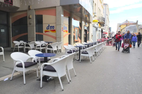Paisaje con la imagen de la cafetería de la calle en Mostar — Foto de Stock