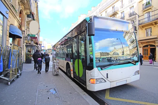 Bus  stop on the street of Paris