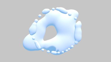 Beyaz su beyaz arkaplanı düşürür. 3B görüntüleme