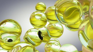 Morina yağı omega 3 jel kapsülleri beyaz arka planda izole edilmiş. 3B illüstrasyon