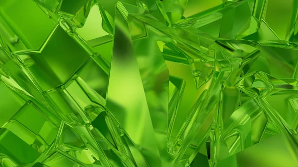 Abstract groene driehoek glas achtergrond, 3D illustratie — Stockfoto