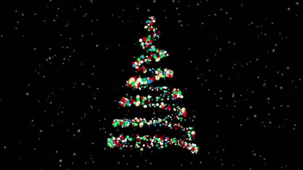 Goldglitzernde Lichtwellenspirale. Golden magic twirl Weihnachtsbaum aus glitzernden Sternenfunkeln auf schwarzem Hintergrund — Stockvideo