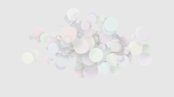 Fondo abstracto, hermosos círculos multicolores en estilo plano. Las partículas aumentan y disminuyen — Vídeos de Stock