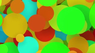 Soyut arkaplan, düz stil güzel çok renkli daireler. Parçacıklar artar ve azalır