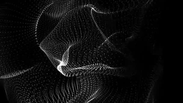 Αφηρημένο μαύρο και άσπρο φόντο σωματιδίων. Φόντο σωματιδίων 4K. Σωματίδια βρόχου. — Αρχείο Βίντεο
