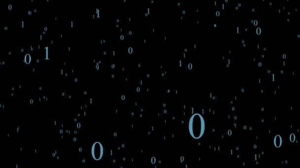 Tecnología digital de datos de código binario y red neuronal interconectada. Procesamiento de código binario en tecnología digital. — Vídeos de Stock