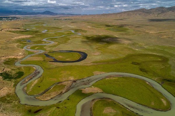 Sinuoso Río Valle Vista Pájaro —  Fotos de Stock