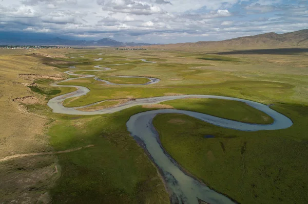 Sinuoso Río Valle Vista Pájaro — Foto de Stock