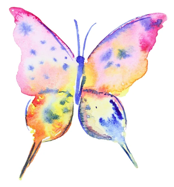 Abstrakte Aquarelle handgezeichneter Schmetterling — Stockfoto