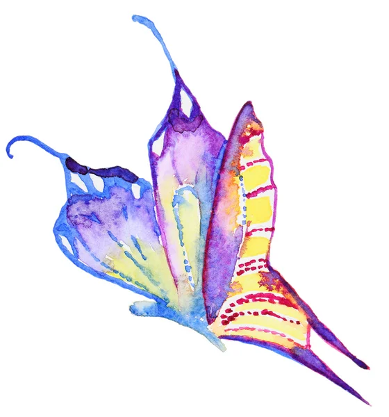 Abstraktní akvarel ručně tažené motýl — Stock fotografie