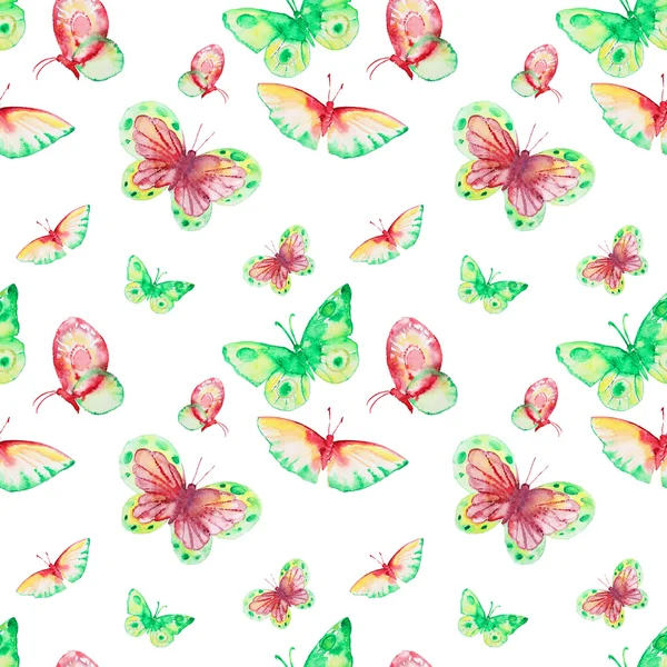 Watercolor pattern with batterfly — Stock Photo, Image