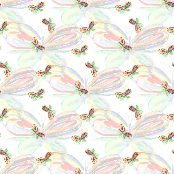 Watercolor pattern with batterfly — Stock Photo, Image