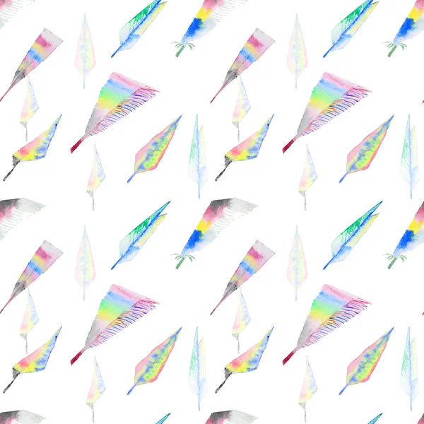 Watercolor pattern with feathers — Stock Photo, Image