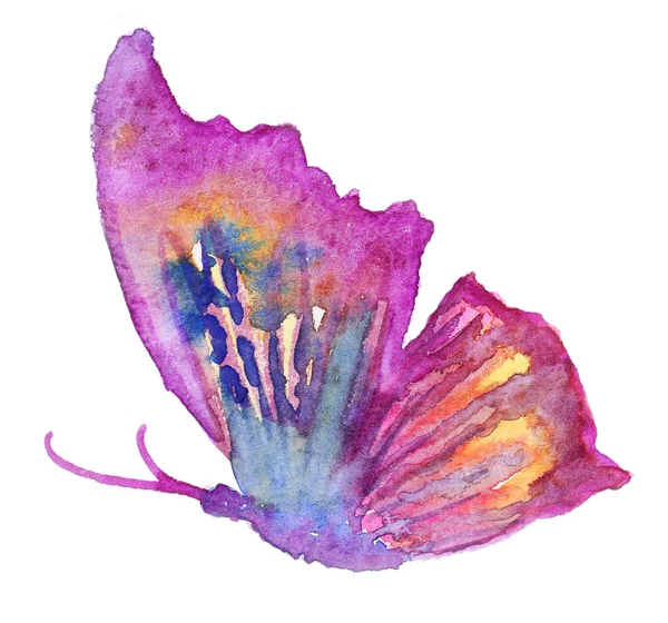 Abstraktní akvarel ručně tažené motýl — Stock fotografie