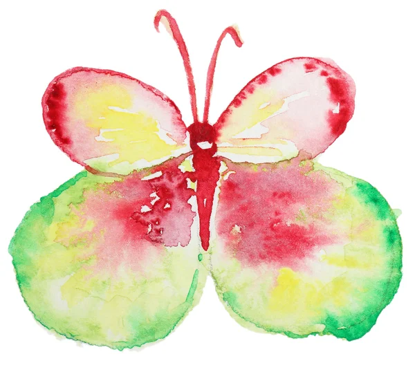 Abstrakte Aquarelle handgezeichneter Schmetterling — Stockfoto