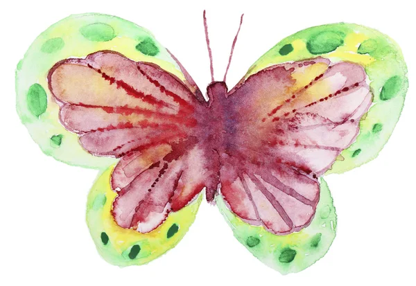 抽象水彩画手绘制的蝴蝶 — 图库照片