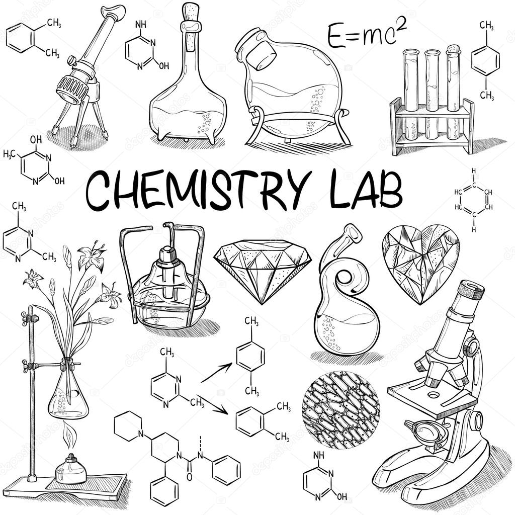 Ensemble de croquis de laboratoire chimie — Image vectorielle ivofet