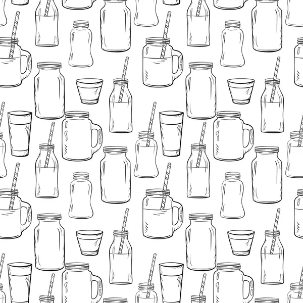 Glazen flessen schetsen patroon — Stockvector